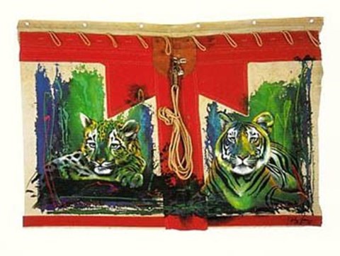 Framed White Tiger and Cub Print