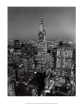 Framed New York, New York, Chrysler Building at Night Print