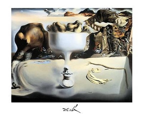Framed Apparition of Face and Fruit Dish on a Beach, c.1938 Print
