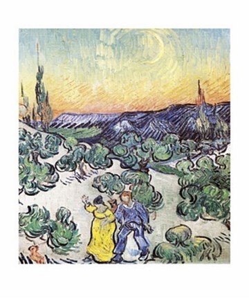 Framed La Promenade le Soir a Saint-Remy Print