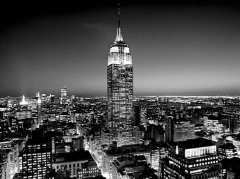 Framed Empire State Building at Night Print