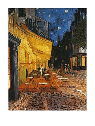 Framed Cafe Terrace on the Place du Forum, Arles, at Night, c.1888 Print