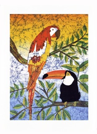 Framed Tucan &amp; Parrots Print