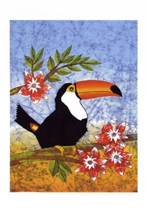 Framed Tucan with Flower Print