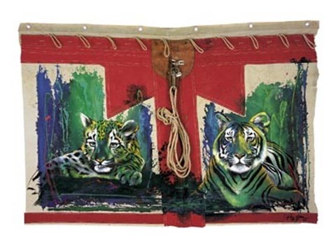 Framed White Tiger and Cub Print