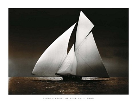Framed Iverna Yacht at Full Sail, 1895 Print