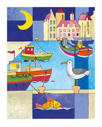Framed Harbour Scene III Print