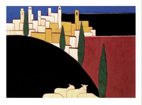 Framed San Gimignano with Sheep Print