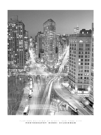Framed Flatiron Building at Night Print
