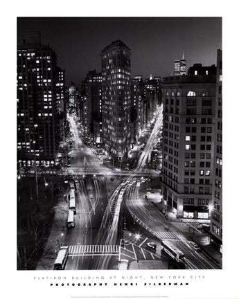 Framed New York, New York, Flatiron Building at Night Print