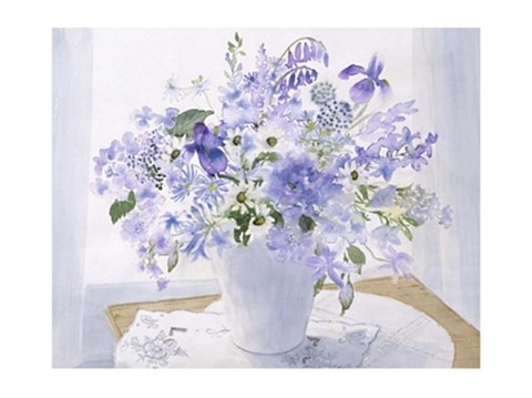 Framed Blue Floral Spray Print