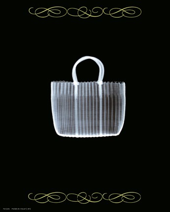 Framed Straw Bag in Blue Print