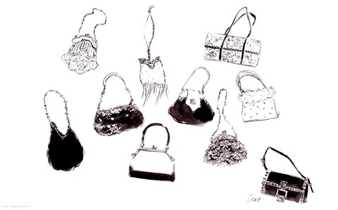 Framed Ten Handbags Print