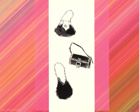 Framed Trois Sacs a Main avec Raies Print