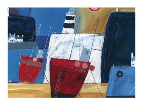 Framed Two Red Boats Print