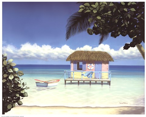 Framed Island Hut Print