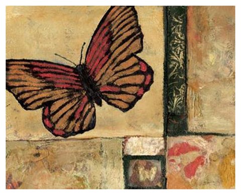 Framed Butterfly In Red Print