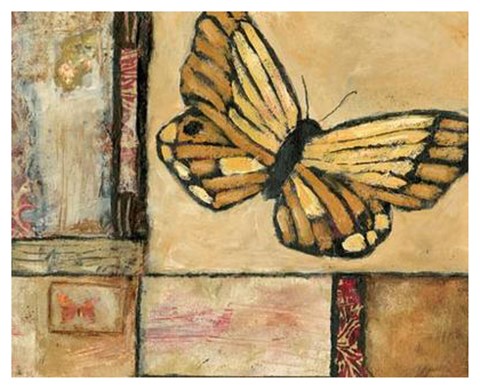 Framed Butterfly In Yellow Print