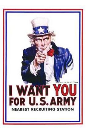 Framed I Want You for Us Army Print