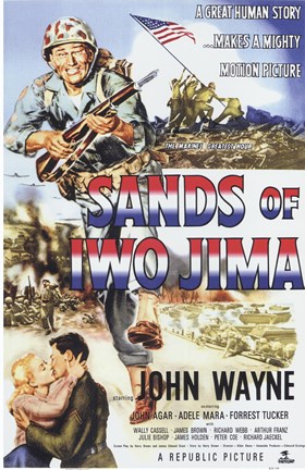 Framed Sands of Iwo Jima - American flag Print