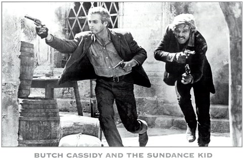 Framed Butch Cassidy and the Sundance Kid B&amp;W Screen Shot Print