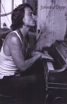 Framed Johnny Depp Playing Piano Print
