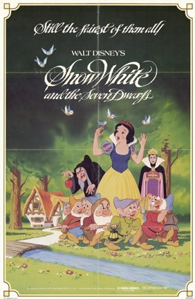 Framed Snow White and the Seven Dwarfs with Apple Print