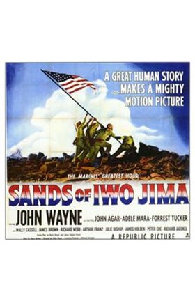Framed Sands of Iwo Jima - American flag (square) Print