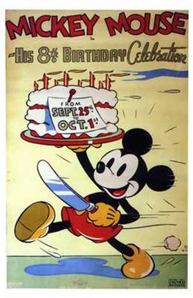 Framed Mickey Mouse in His 8Th Birthday Celebra Print