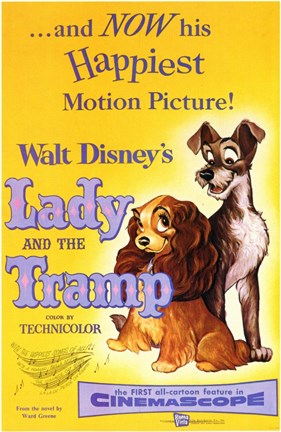 Framed Lady and the Tramp Happiest Motion Picture Print