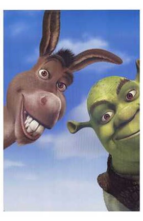 Framed Shrek 2 Donkey and Shrek Print