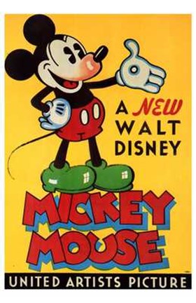 Framed New Walt Disney Mickey Mouse in Yellow Print
