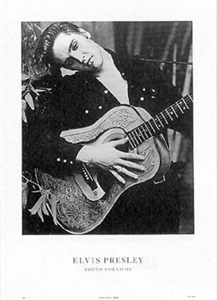 Framed Elvis, with guitar Print