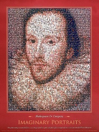 Framed Shakespeare, motage portrait Print