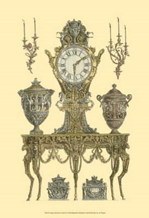 Framed Antique Decorative Clock II Print