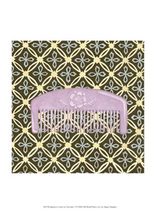 Framed Japanese Comb on Chocolate I Print