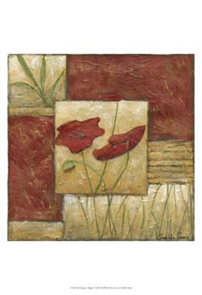 Framed Red Lacquer Collage I Print