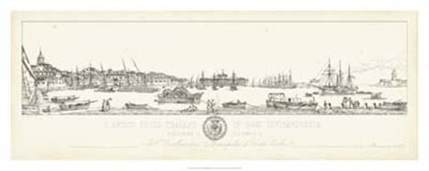 Framed Antique Seaport I Print