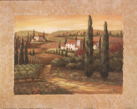 Framed Tuscan Sunset II Print
