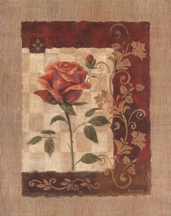 Framed Burlap Tea Rose Print