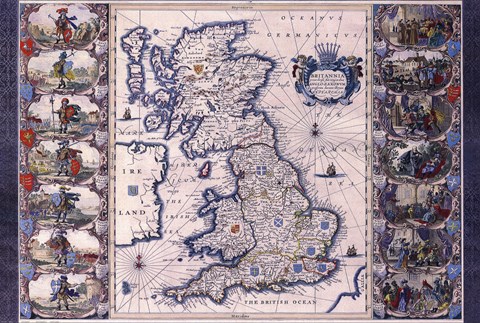 Framed Map - Britannia Print