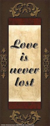 Framed Words to Live By, brown/GoldLove is never lost Print