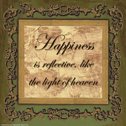Framed Words to Live By, Sage/GoldHappiness Print