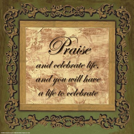 Framed Words to Live By, Sage/GoldPraise Print