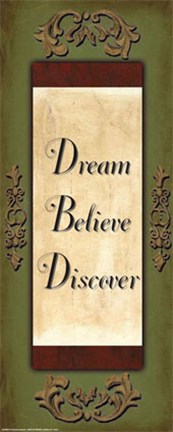 Framed Words to Live By, Sage/GoldDream, Believe, Discover Print