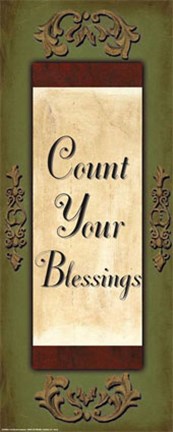 Framed Words to Live By, Sage/GoldCount your Blessings Print