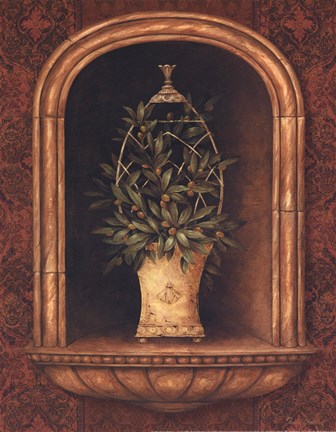 Framed Olive Topiary Niches I - special Print