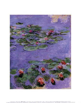 Framed Water Lilies, c. 1914-1917 Print