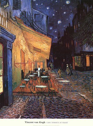 Framed Cafe Terrace on the Place du Forum, Arles, at Night, c.1888 Print