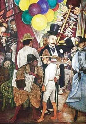 Framed Dream of a Sunday (Detail Street Vendors Print